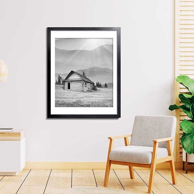 LaVie Home 26 x 32 Poster Frame Black, Display Pictures 22x28 with Mat or 26x32 Without Mat, Stable and Sturdy Picture Frame and Polished Plexiglass, Horizontal and Vertical Format of The Wall（1 Pack）