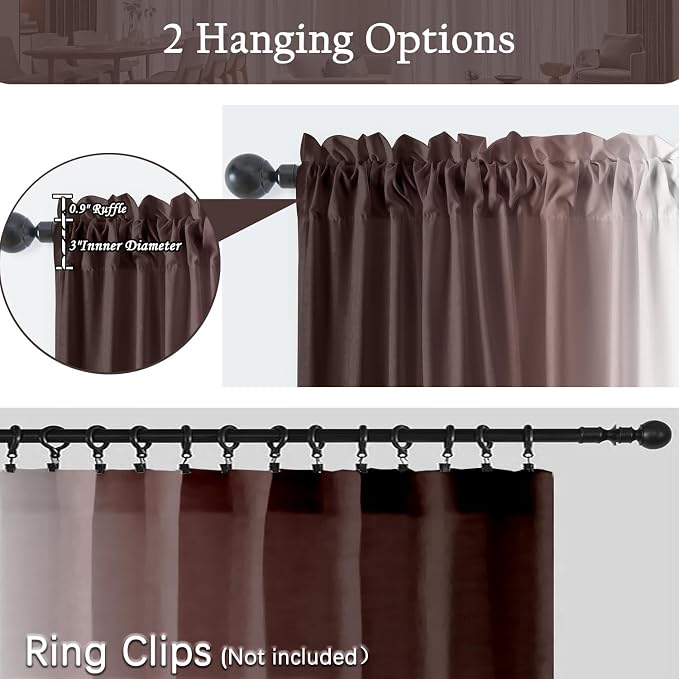 Brown Curtains for Living Room 84 Inch Length Brown White Ombre Curtains 2 Panel Bedroom Farmhouse Chocolate Ombre Light Filtering Window Curtain Modern Gradient Drapes