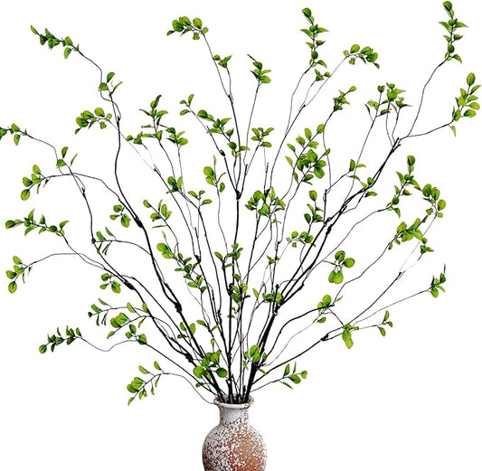 8 Pcs Artificial Ficus Branches Faux Eucalyptus Stems, 47.2 Inch Fake Greenery Stems Artificial Plants for Vase Filler Decoration, Fake Leaves Branches Centerpieces Decor.
