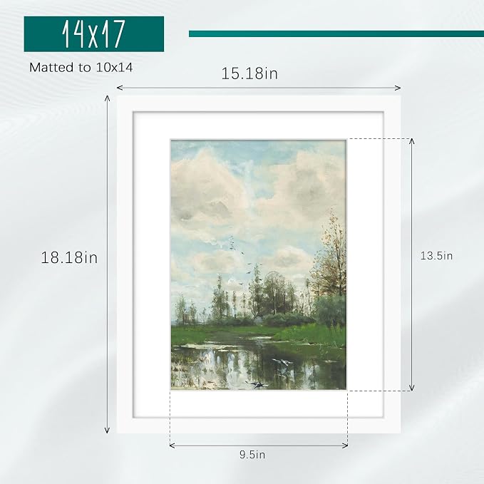 Picrit 14x17 Picture Frame 3 Pack, White Poster Frame, Display Poster 10 x 14 with Mat or 14 x 17 without Mat for Horizontal or Vertical Wall Mounting