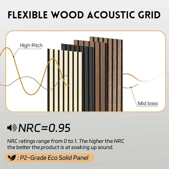 RITOLLO 4 Pack Wood Panels for Wall, 92.5"×12.6" Wood Slat Acoustic Panels for Wall, Soundproof Panels, 3D Fluted Panels for Interior Wall Decor (Black)