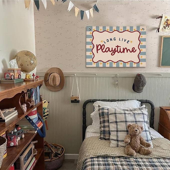 Playroom Wall Decor, Play Room Wall Decor for Nursery, Toddler Playroom Decor Hanging Linen Banner 20x30 Inch