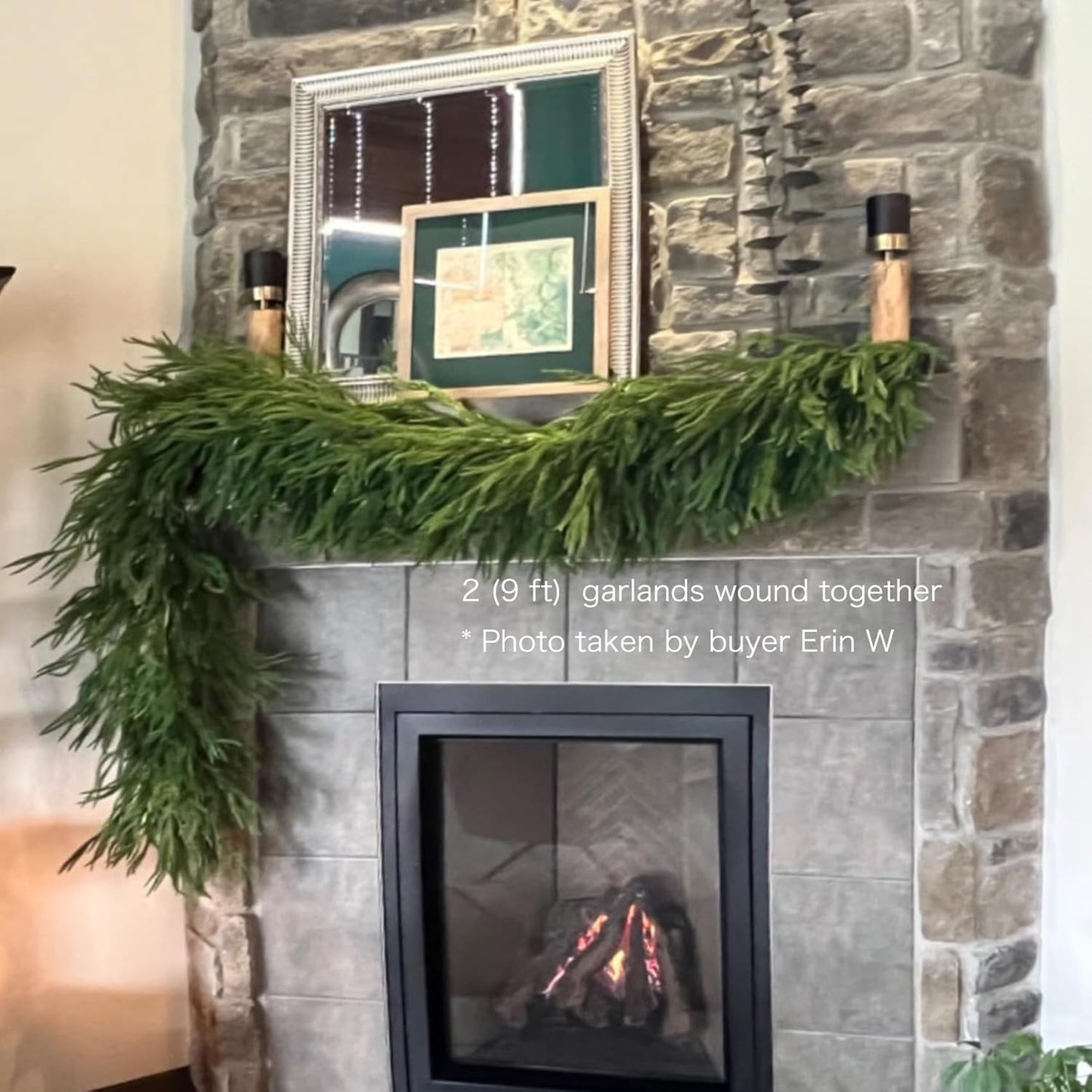 12FT Christmas Garlands Norfolk Pine Garland Real Touch Artificial Faux Greenery Garland for Holiday Indoor Outdoor Decor