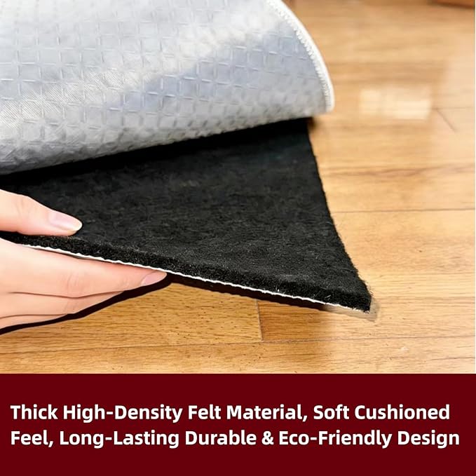 Non-Slip Rug Pad 9x12 ft,1/4" Thick, Non Skid Rug Pads for Hardwood Floors and Carpet, Extra Thick Area Rug Gripper, 100% Waterproof Felt and Rubber Rug Mat