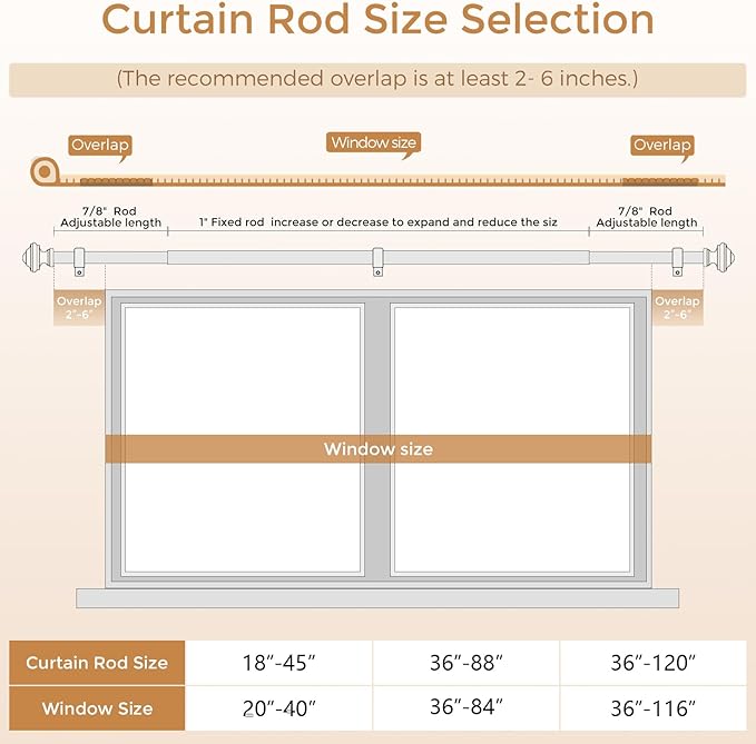 Silver Curtain Rod for Windows 18-45 Inches, 1 Inch Heavy Duty Adjustable Drapery Pole, Modern Window Treatment Rod with Decorative Square Finials, Easy Installation