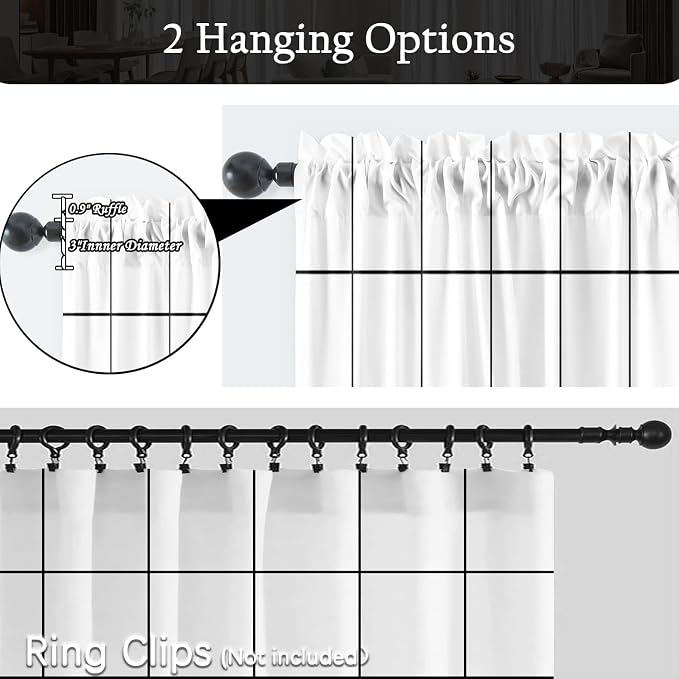 Black and White Curtains,Plaid Curtains 84 Inches Long for Living Room Bedroom,Farmhouse Rustic Gingham Checkered Rod Pocket Light Filtering Modern Woven Stripes Privacy Drapes 2 Panels