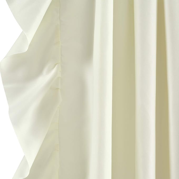Lush Decor Reyna Ruffle Window Curtain Panel Set, Pair, 54" W x 108" L, Ivory - Flowy Curtain Set - Romantic Ruffle Curtains for Bedroom, Living room, or Dining Room - Farmhouse & Cottage Home Decor