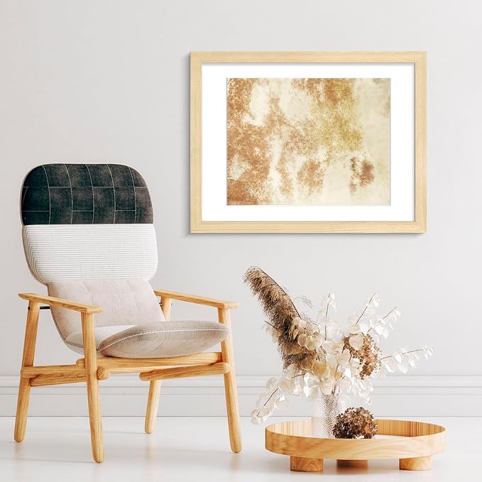 LaVie Home 18x24 Picture Frame Beige Oak Wood Poster Frame, Display Pictures 16x20 with Mat or 18x24 Without Mat, Stable Frame and Polished Plexiglass, Horizontal and Vertical Format of The Walls