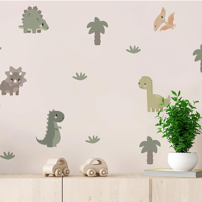 Removable Wall Decals for Kids Room – Peel and Stick Wall Stickers for Girls & Boys Bedroom, Playroom & Nursery – Easy to Apply Wall Decor - Dinosaur Wall Decals
