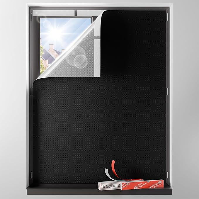 Sumobaby Blackout Curtains for Bedroom Portable 48"x84",No Drill Blackout Shades with Upgraded Hook&Loop Tapes,100% Black Out Window Cover,Thermal Insulated Blinds for Bedroom,Nursery(1 Panel,Black)