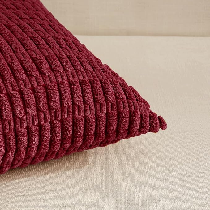 Fancy Homi 4 Packs Decorative Throw Pillow Covers for Living Room Couch Bed, Modern Farmhouse Boho Home Décor Accent Cushion Case, 22" x 22", Burgundy
