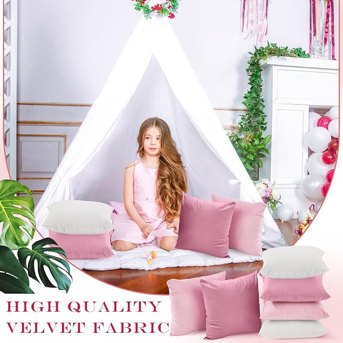 Berlune 12 Pcs Velvet Throw Pillow Covers 18" x 18" Decorative Cushion Cases Soft Pillowcase for Graduation Coquette Party Accessories Couch Sofa Bed Chair Home Decor, No Inserts (Pink Series)