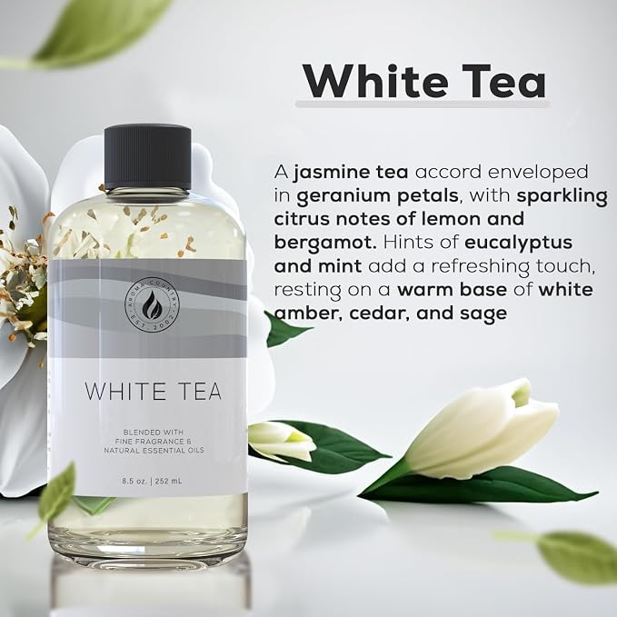 Aroma Country White Tea Luxury Diffuser Oil Refill (4 Fl Oz) | Hotel-Inspired • Long-Lasting Home Fragrance • for Aromatherapy, Reed Diffusers, Diffuser Machines & Room Sprays