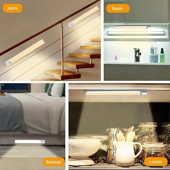 Under Cabinet Lighting 12 Inch 3-Pack, Rechargeable Motion Sensor Light Indoor, Dimmable 3 Color Temps Closet Lights Battery Operated, Stick Wireless Under Counter Lights for Kitchen, Stairs