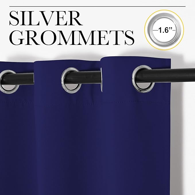 NICETOWN Navy Blue Blackout Curtains 40 inches Length for Kitchen, 2 Panels, 29" Wide, Thermal Insulated Decoration Drapes for Small Window