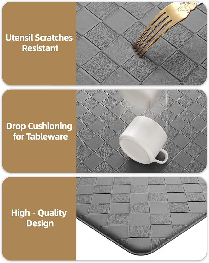 Color&Geometry Anti Fatigue Cushioned Kitchen Floor Mats,17"X71",Long Runner Rug Non Slip Waterproof,Memory Foam Padded Standing Mat for Front Sink,Grey