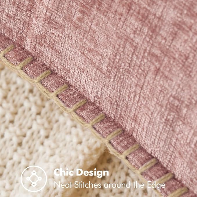 MIULEE Pack of 2 Valentines Couch Throw Pillow Covers 18x18 Inch Blush Pink Farmhouse Decorative Pillow Covers with Stitched Edge Soft Chenille Solid Dyed Pillow Covers for Sofa Bed Living Room