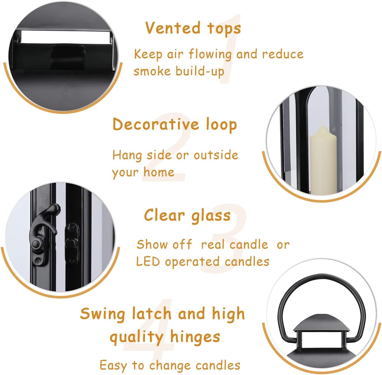 Bdor 16 Inches Metal and Tempered Glass Candle Lantern - Premium Outdoor Lantern, Decorative Lanterns with Handcrafted Design for Patio, Garden & Indoor Decor