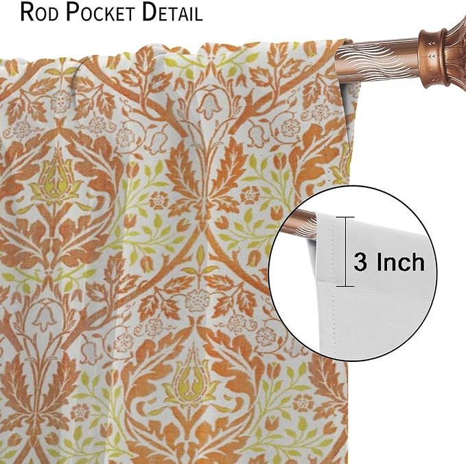 Bohemia William Morris Art Blackout Window Curtains, Vintage Flowers Foliage Rod Pocket Curtains, for Living Room Bedroom 42(W)*84(L) 2 Panels