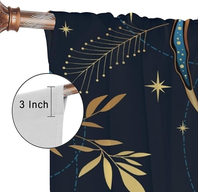 Witchy Curtains, Goth Curtains, Moth Decor, Star Curtains, Moth Curtains Darkening Curtains Botanical Curtains for Bedroom Living Room W63xL63 Inch