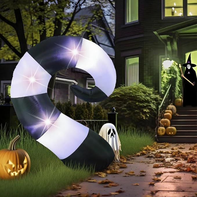 VIHOSE 4.69 ft Halloween Worm Inflatable Decoration Blow up Inflatable Worm Built-in LED Lights for Halloween Outdoor Garden Lawn Scary Party Decor