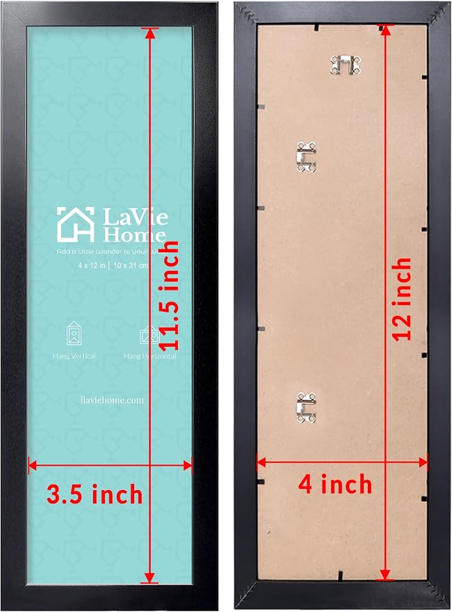 LaVie Home 4x12 Picture Frame Black, Panoramic Picture Frame for Wall Decoration, Classic Black Minimalist Style Suitable for Decorating Houses, Offices, Hotels（1 Pack）