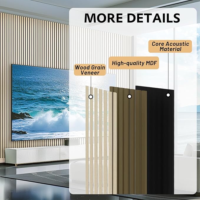 RITOLLO 4 Pack Wood Panels for Wall, 47.2"×23.6" Wood Slat Acoustic Panels for Wall, Soundproof Panels, 3D Fluted Panels for Interior Decor (Natural Oak)