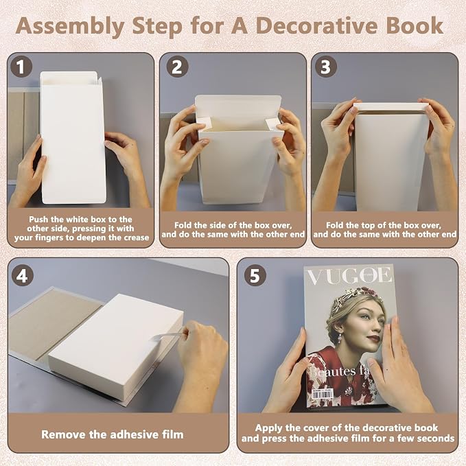 5 PCS Decorative Books for Home Decor, Beauty Fake Books for Decoration, Coffee Table Decor, Aesthetic Shelf & Bookshelf, TV Stand for Office, Living Room, Bedroom AIWELLKAY