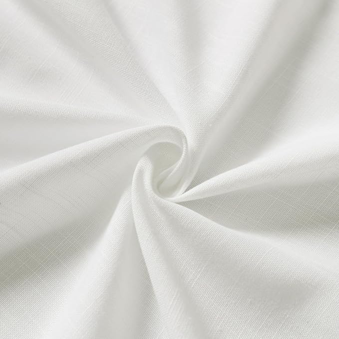 Nanspring Off White Semi Sheer Linen Curtains 72 inch Length for Living Room Back Tab Rod Pocket Modern Farmhouse Coastal Decor Off White Cotton Textured Gauze Curtains for Dining Room Office 52x72