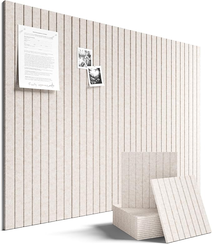 Fluxynara Large Felt Bulletin Board 48" x 36" Cork Board Alternative-12 Pack with 64 Safe Removable Adhesive Tabs, Cork Boards for Walls Cork Board for Home Office Classroom Pin Board -Oatmeal