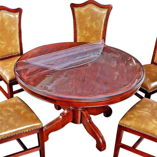 30 Inch Round Clear Plastic Tablecloths Cover Furniture Dining Kitchen Coffee Table Protector Liner Thick Protective Desk Blotter Mat PVC Vinyl Tabletop Protection Pad Easy Clean Polyester Wipeable