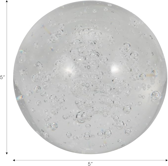 Decorative Crystal Orb Ball for Home Decor - Ornament Sculpture for Bathroom, Office Desk, and Living Room Decor - Ideal Accessory for Shelf Accent and Cofffe Table Display - 5", Clear & Frost