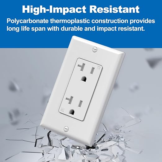 BESTTEN 20 Pack 20 Amp Decor Wall Receptacle Outlet, 20A Tamper-Resistant (TR) Electrical Outlet with Wallplate, Residential and Commercial Use, UL Listed, White