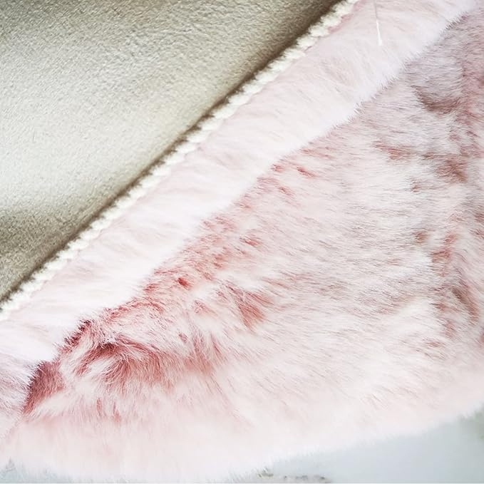 Ghouse Ultra Soft Faux Rabbit Fur Rug 3x5, Machine Washable Area Rugs for Bedroom Fluffy Rugs for Living Room, No-Shedding Carpet Sheepskin Rug Pink