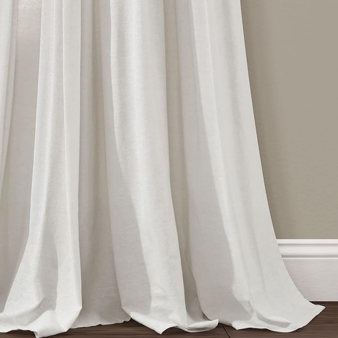 Lush Decor Linen Button Window Curtain Panel, Single, 40" W x 84" L, Red & Off White - Country Curtains - Rustic Decor - Color Block Modern Farmhouse Curtains For Living Room, Bedroom & Dining Room