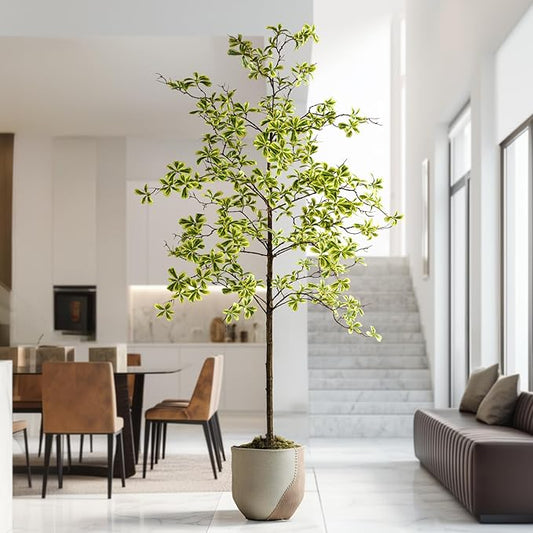 Erimda Faux Black Olive Tree 7ft, Faux Plants Indoor Large Tall Tree Artificial Shady Lady Tree with Natural Wood Trunk & Realistic Leaves, Fake Olive Plant for Home Office Indoor Decor