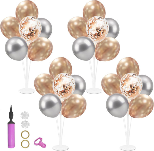 Champagne Balloon Stand Centerpiece Table Decorations for Women's Birthday Bridal Shower Wedding Engagement Anniversary Retirement Mother's Day New Years Decorations 2025 (Champagne set4)