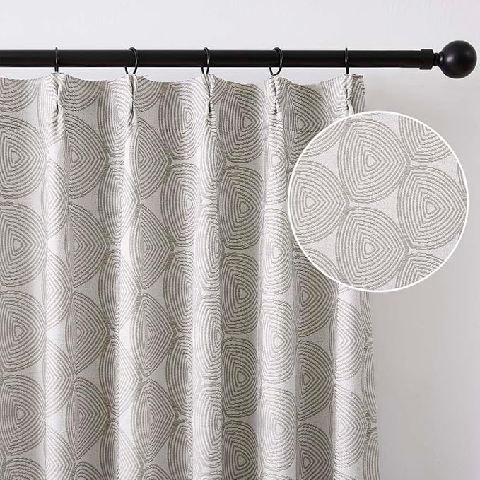 Randall Tan Geometric Pattern Curtains 95 Inch Length 2 Panels Set for Living Room 90% Blackout Back Tab and Rod Pocket Elegant Neutral Farmhouse Decor Curtain for Bedroom Dinner Room 40x95