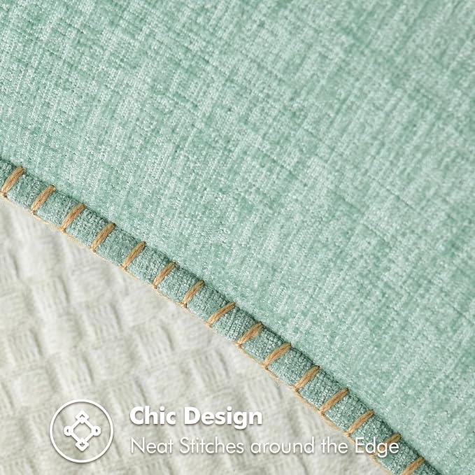 MIULEE Pack of 2 Summer Throw Pillow Covers 18x18 Inch Aqua Green Farmhouse Decorative Pillow Covers with Stitched Edge Soft Chenille Solid Dyed Pillow Covers for Couch Sofa Bed Living Room