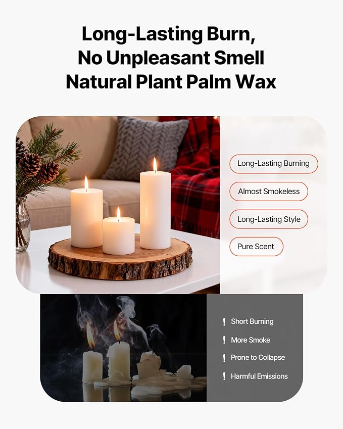 VEVOR Pillar Candles and Glass Vases Set 36 Pcs, Clear Cylinder Hurricane Candle Holders for Wedding Centerpieces, Tall Vase for Table Decor, Wedding Party, Thanksgiving, White (3.4" x 4.7",7.1",9.8")