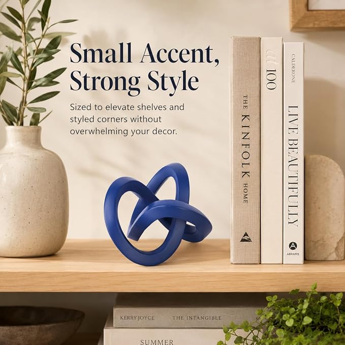 Navy Blue Knot Decor for Coffee Table Book,Chain Link Decor for Bookshelf Entry Table TV Stand,Knot Sculpture for Home Living Room,Accent Decoracions para sala,adornos para sala Modernos