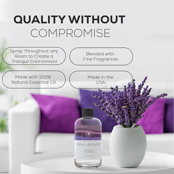Aroma Country Lavender Fields Luxury Diffuser Oil Refill (8.5 Fl Oz) | Hotel-Inspired • Long-Lasting Home Fragrance • for Aromatherapy, Reed Diffusers, Diffuser Machines & Room Sprays