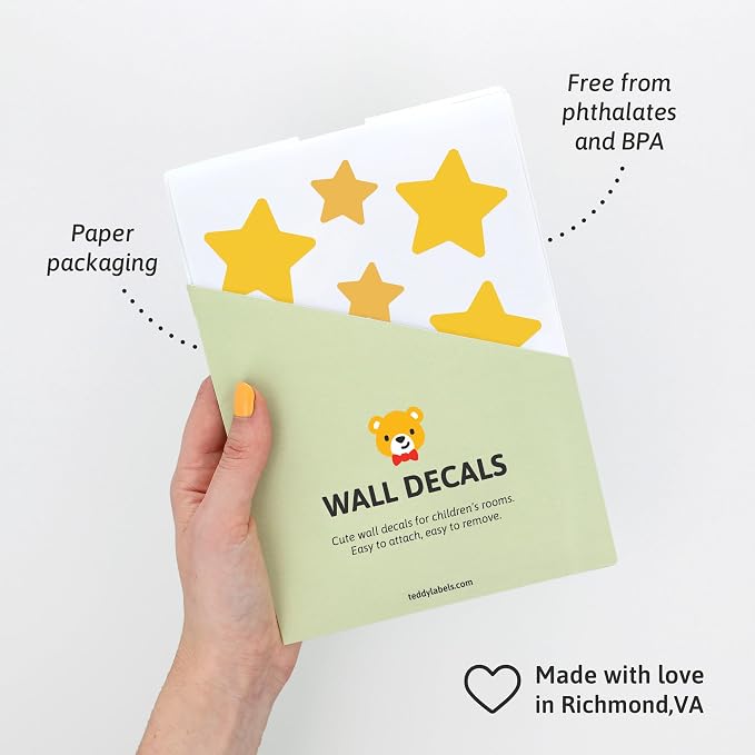 Removable Wall Decals for Kids Room – Peel and Stick Wall Stickers for Girls & Boys Bedroom, Playroom & Nursery – Easy to Apply Wall Decor - Stars