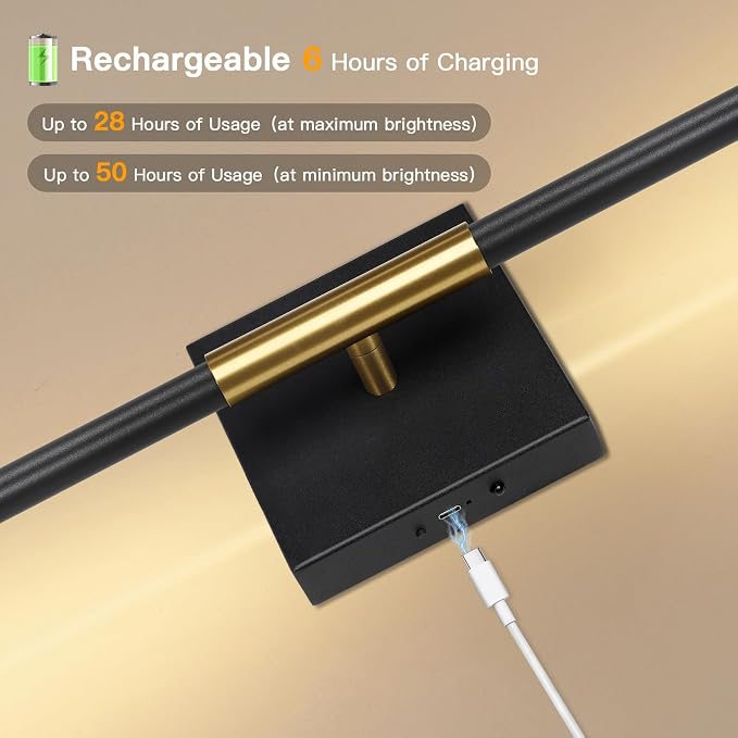 Battery Operated Wall Sconces Set of Two 360° Rotate Wireless Rechargeable Light Dimmable with Remote - Black Gold Modern Sconces Cordless Magnetic Wall Decor for Home Bedroom Timer 31.5 in