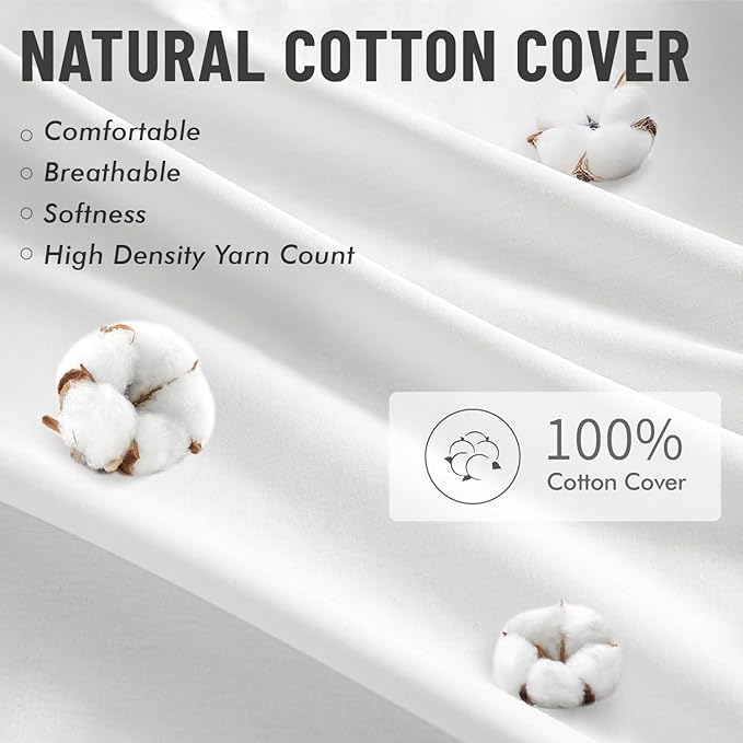 MIULEE 26x26 Inch Pillow Inserts Pack of 4-100% Cotton Cover | White Throw Pillow with 100% Virgin Microfiber for Bed Sofa Couch Living Room, All-Season Decorative Back Support