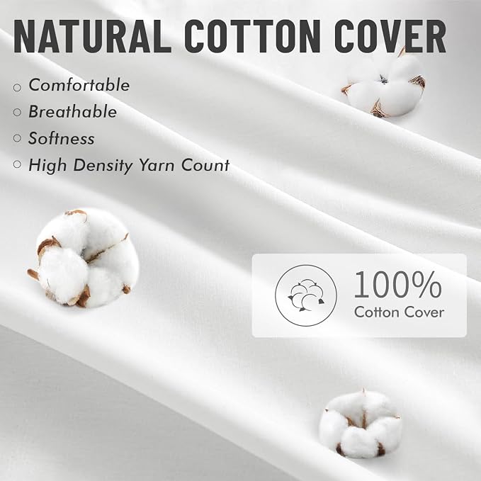 MIULEE 16x16 Inch Pillow Inserts Pack of 4-100% Cotton Cover | White Throw Pillow with 100% Virgin Microfiber for Bed Sofa Couch Living Room, All-Season Decorative Back Support