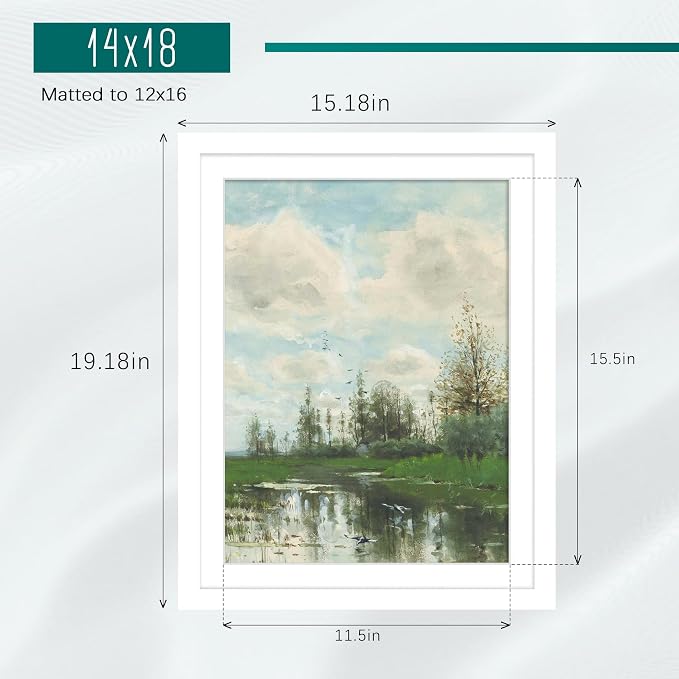 Picrit 14x18 Picture Frame 3 Pack, White Poster Frame, Display Poster 12 x 16 with Mat or 14 x 18 without Mat for Horizontal or Vertical Wall Mounting