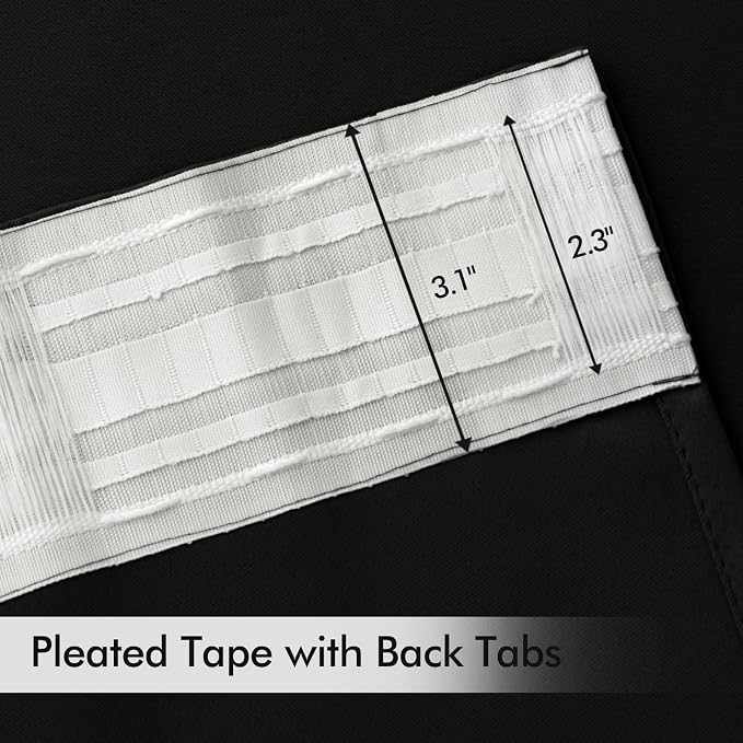 MIULEE Back Tab Blackout Curtains 90 Inch Long 2 Panels Set for Living Room Bedroom Privacy, Halloween Black Rod Pocket/Pinch Pleated Thermal Insulated Room Darkening Light Blocking Curtains/Drapes