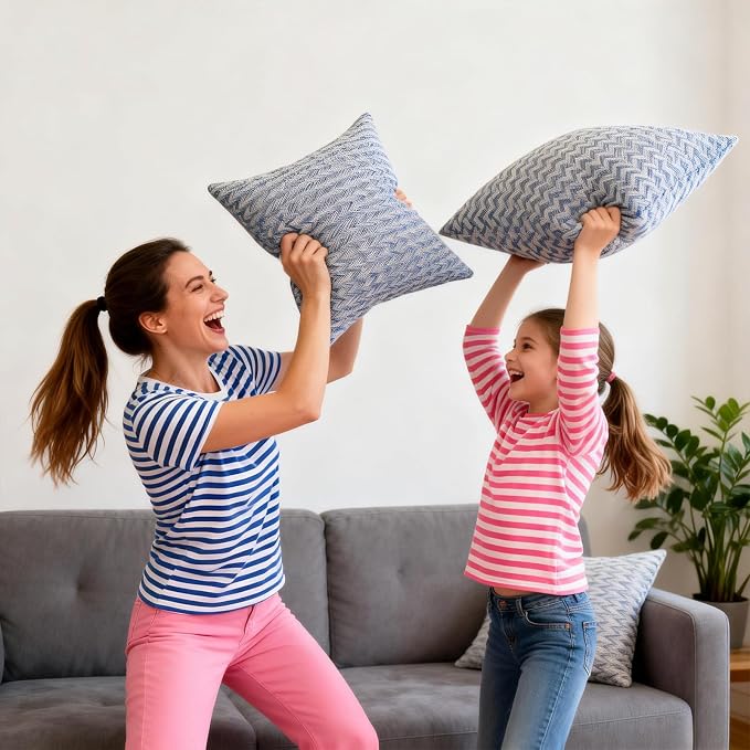Throw Pillows with Inserts Included, 18x18 Couch Pillows,Throw Pillows for Couch,Blue,2 Pack.