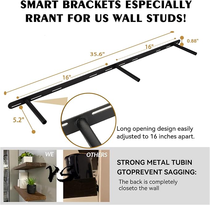 BGMG Floating Shelves 42 inch Long, Distressed,Wide Rustic Wooden Wall Shelves for Bathroom Living Room Bedroom Kitchen Farmhouse Set of 2-42x6.7x1.25 inch-Distressed Walnut